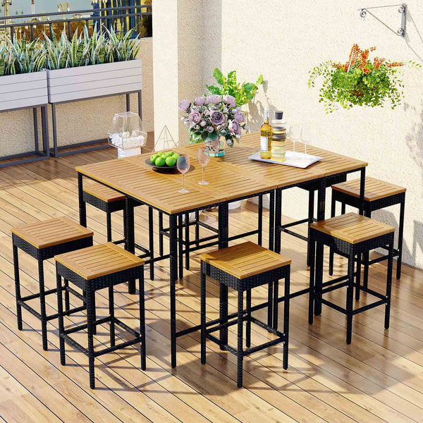Haven 10-Piece Outdoor Patio Acacia Wood Bar Set