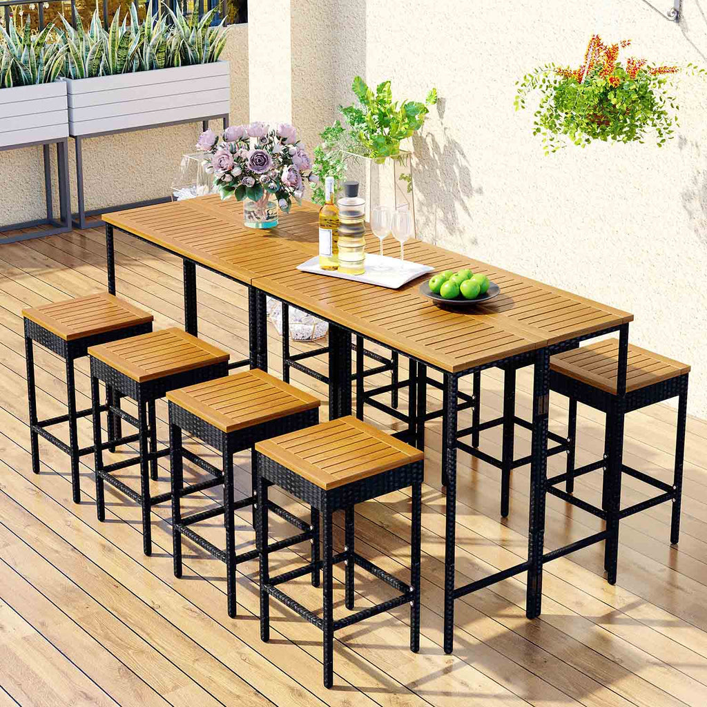 Haven 10-Piece Outdoor Patio Acacia Wood Bar Set